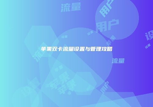 苹果双卡流量设置与管理攻略