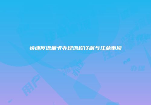 快速停流量卡办理流程详解与注意事项