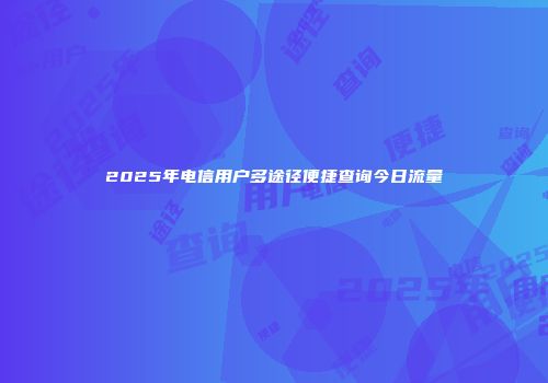 2025年电信用户多途径便捷查询今日流量