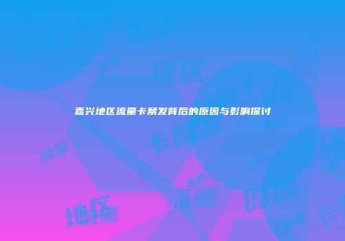 嘉兴地区流量卡禁发背后的原因与影响探讨