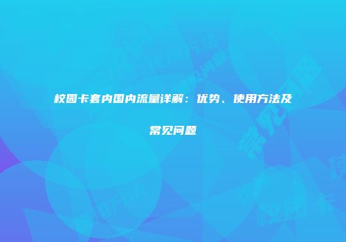 校园卡套内国内流量详解：优势、使用方法及常见问题