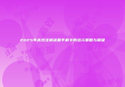 2025年高效注销流量手机卡的多元策略与展望