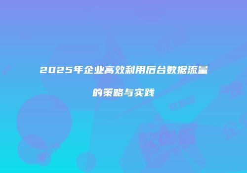 2025年企业高效利用后台数据流量的策略与实践