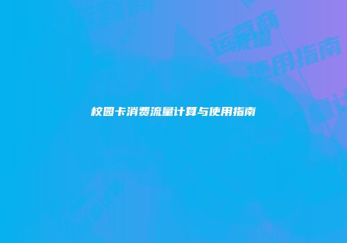 校园卡消费流量计算与使用指南