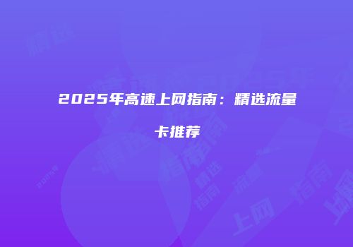 2025年高速上网指南：精选流量卡推荐