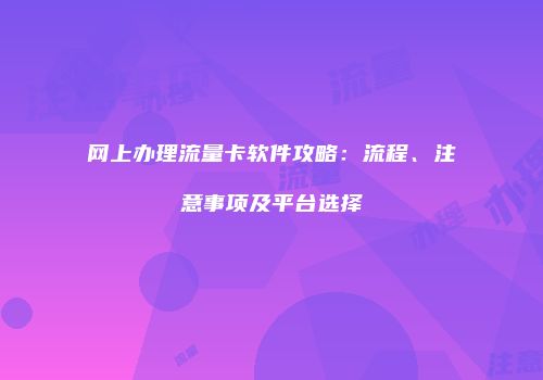 网上办理流量卡软件攻略：流程、注意事项及平台选择