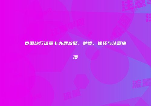 泰国旅行流量卡办理攻略：种类、途径与注意事项