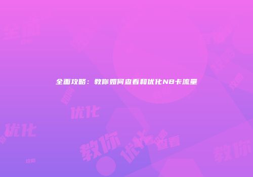 全面攻略：教你如何查看和优化NB卡流量