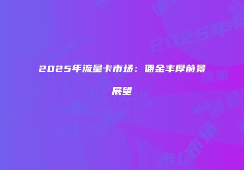 2025年流量卡市场：佣金丰厚前景展望