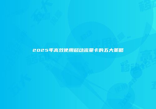2025年高效使用移动流量卡的五大策略