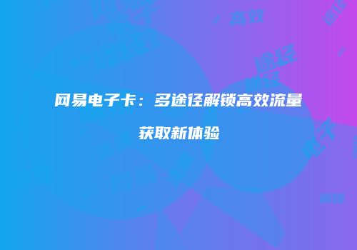 网易电子卡：多途径解锁高效流量获取新体验