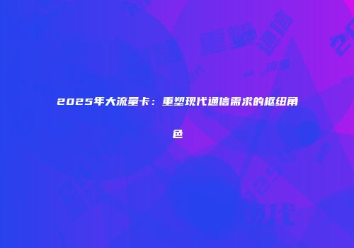 2025年大流量卡：重塑现代通信需求的枢纽角色