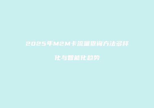 2025年M2M卡流量查询方法多样化与智能化趋势