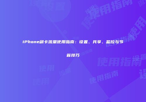 iPhone副卡流量使用指南：设置、共享、监控与节省技巧