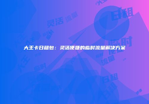 大王卡日租包：灵活便捷的临时流量解决方案