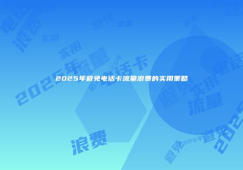 2025年避免电话卡流量浪费的实用策略