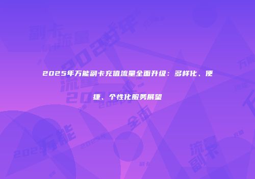 2025年万能副卡充值流量全面升级：多样化、便捷、个性化服务展望