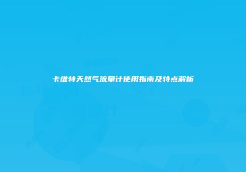 卡维特天然气流量计使用指南及特点解析