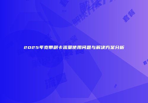 2025年宽带副卡流量使用问题与解决方案分析