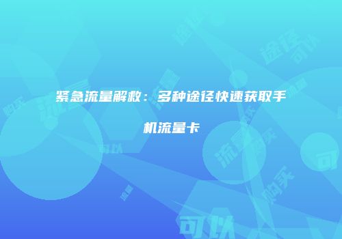 紧急流量解救：多种途径快速获取手机流量卡