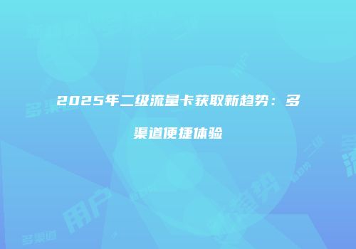 2025年二级流量卡获取新趋势：多渠道便捷体验