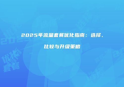2025年流量套餐优化指南：选择、比较与升级策略