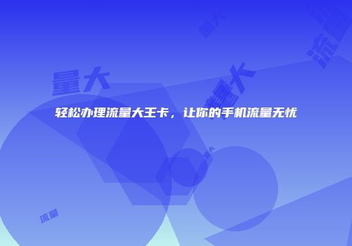 轻松办理流量大王卡，让你的手机流量无忧