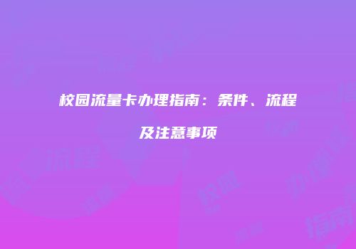 校园流量卡办理指南：条件、流程及注意事项