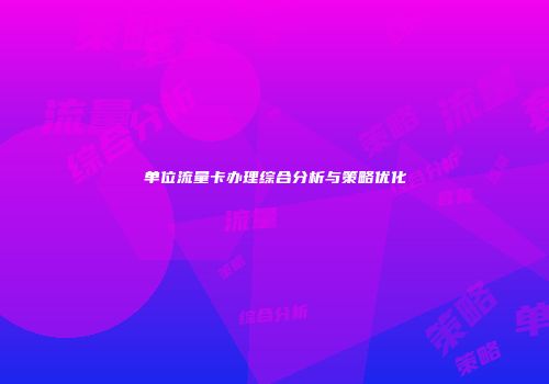 单位流量卡办理综合分析与策略优化