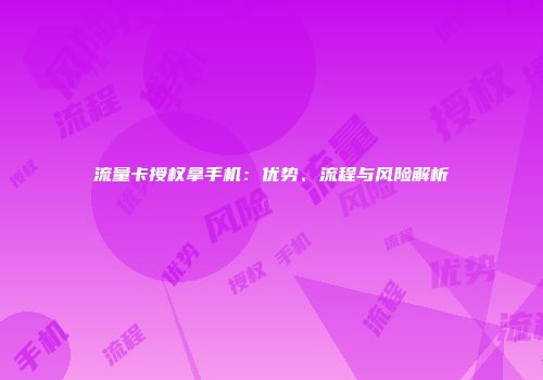 流量卡授权拿手机：优势、流程与风险解析