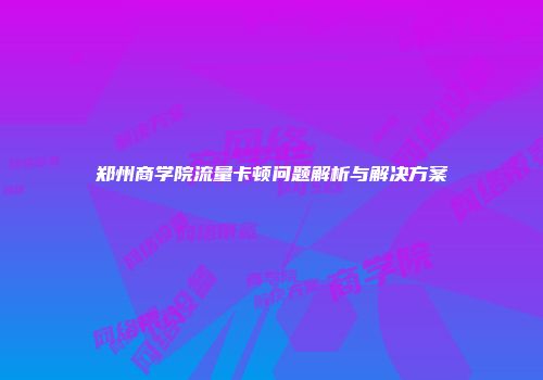 郑州商学院流量卡顿问题解析与解决方案