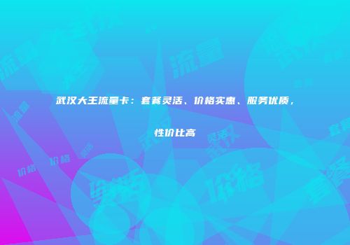武汉大王流量卡：套餐灵活、价格实惠、服务优质，性价比高