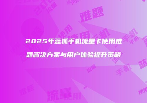 2025年蓝狐手机流量卡使用难题解决方案与用户体验提升策略