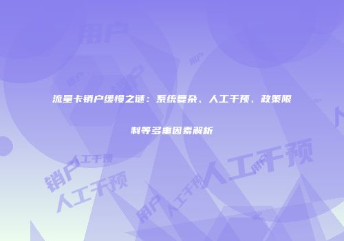 流量卡销户缓慢之谜：系统复杂、人工干预、政策限制等多重因素解析