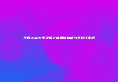 恢复2025年流量卡被删除功能的多途径策略