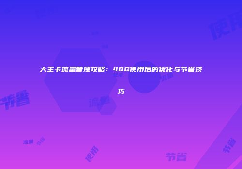 大王卡流量管理攻略：40G使用后的优化与节省技巧