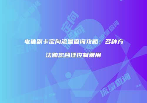 电信副卡定向流量查询攻略：多种方法助您合理控制费用