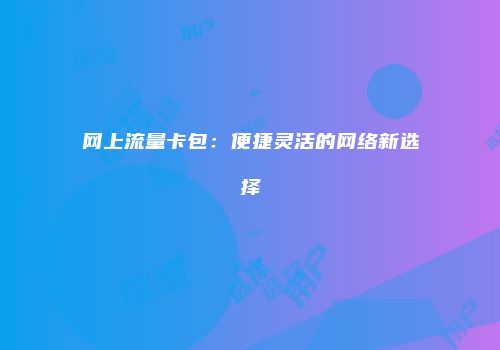 网上流量卡包：便捷灵活的网络新选择