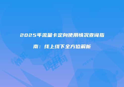2025年流量卡定向使用情况查询指南：线上线下全方位解析