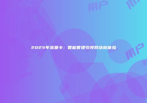 2025年流量卡：智能管理引领网络新体验