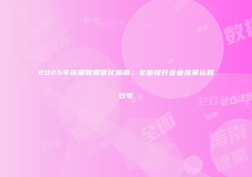 2025年流量数据优化指南：全面提升企业流量运营效率