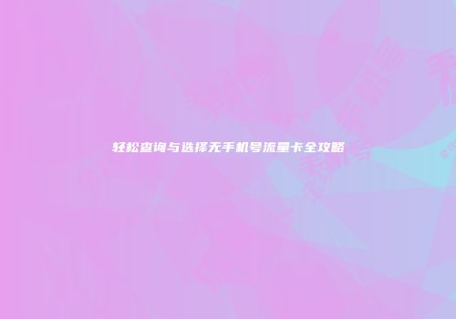 轻松查询与选择无手机号流量卡全攻略