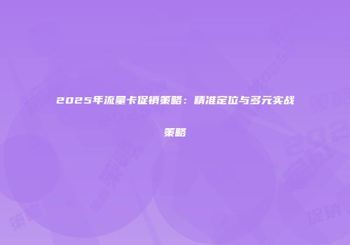 2025年流量卡促销策略：精准定位与多元实战策略
