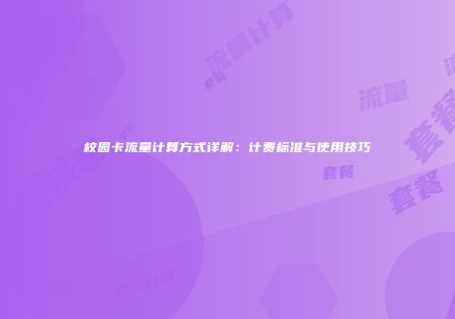 校园卡流量计算方式详解：计费标准与使用技巧