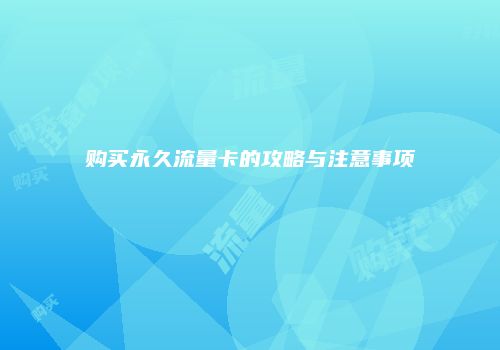 购买永久流量卡的攻略与注意事项