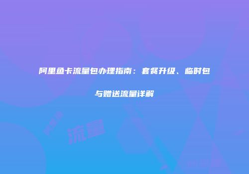 阿里鱼卡流量包办理指南：套餐升级、临时包与赠送流量详解