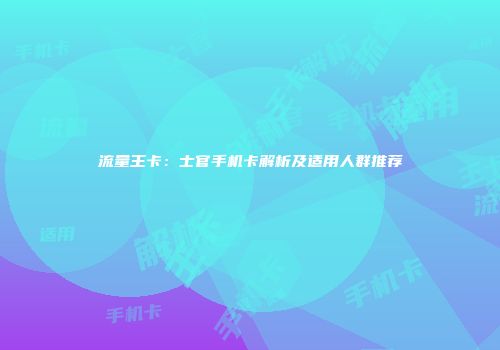 流量王卡：士官手机卡解析及适用人群推荐