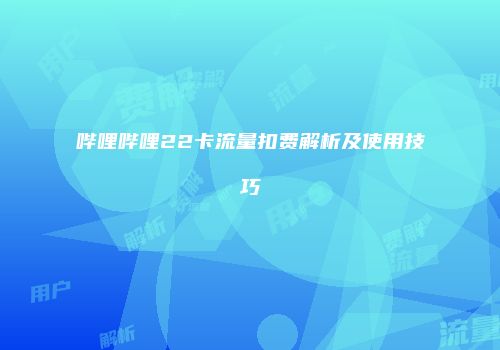 哔哩哔哩22卡流量扣费解析及使用技巧