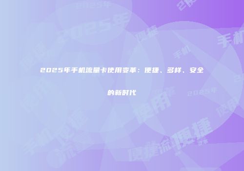 2025年手机流量卡使用变革：便捷、多样、安全的新时代