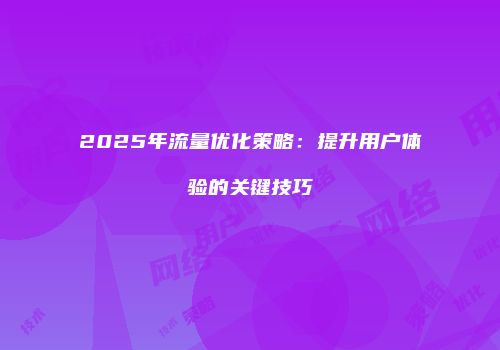 2025年流量优化策略：提升用户体验的关键技巧